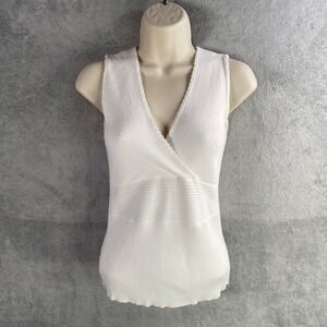 Vintage Y2k Old‎ Navy Babydoll Tank Top Womens Medium Ribbed Knit Preppy